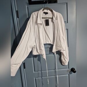 Eloquii White Collared Wrap Shirt Plus Size 28